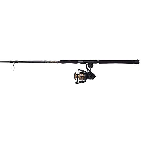 PENN 7’ Battle III Fishing Rod and Reel Spinning Combo, 7’, 3 Graphite Composite Fishing Rod with 6 Reel, Durable, Break Resistant and Lightweight, 6000 Reel Size - 7' - Medium Heavy - 3pc, Black/Gold