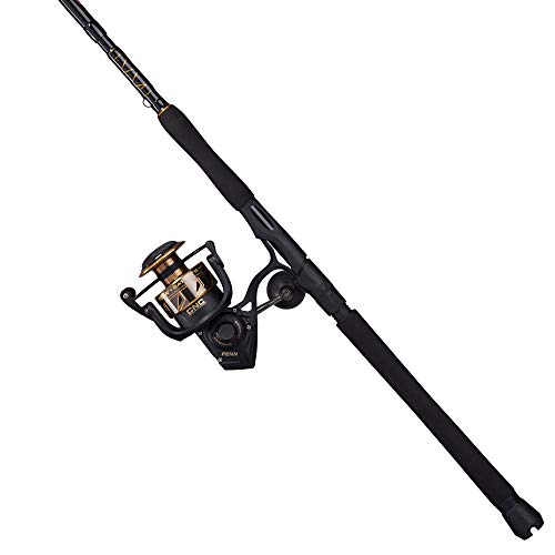 PENN 7’ Battle III Fishing Rod and Reel Spinning Combo, 7’, 3 Graphite Composite Fishing Rod with 6 Reel, Durable, Break Resistant and Lightweight, 6000 Reel Size - 7' - Medium Heavy - 3pc, Black/Gold