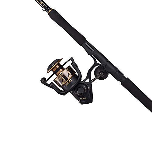 PENN 7’ Battle III Fishing Rod and Reel Spinning Combo, 7’, 3 Graphite Composite Fishing Rod with 6 Reel, Durable, Break Resistant and Lightweight, 6000 Reel Size - 7' - Medium Heavy - 3pc, Black/Gold