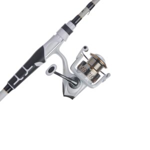 abu garcia 6’6” max pro fishing rod and reel spinning combo, 6 +1 ball bearings with lightweight graphite body & rotor, extra durable everlast bail system,grey