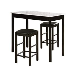space saving design, black finish, faux leather seats, 36 inch counter height table