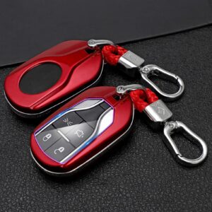 MYMOCCY Key Holder Protector Compatible For Maserati Quattroporte Levante Ghibli 2017-2022 Accessories Key Shell Case Cover Red