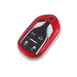 MYMOCCY Key Holder Protector Compatible For Maserati Quattroporte Levante Ghibli 2017-2022 Accessories Key Shell Case Cover Red