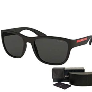 Prada PS01US ACTIVE DG05S0 55M Black Rubber/Grey Pillow Sunglasses For Men For Women + BUNDLE with Designer iWear Eyewear Kit