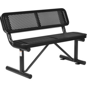 global industrial 48" l outdoor steel bench with backrest, perforated metal, black