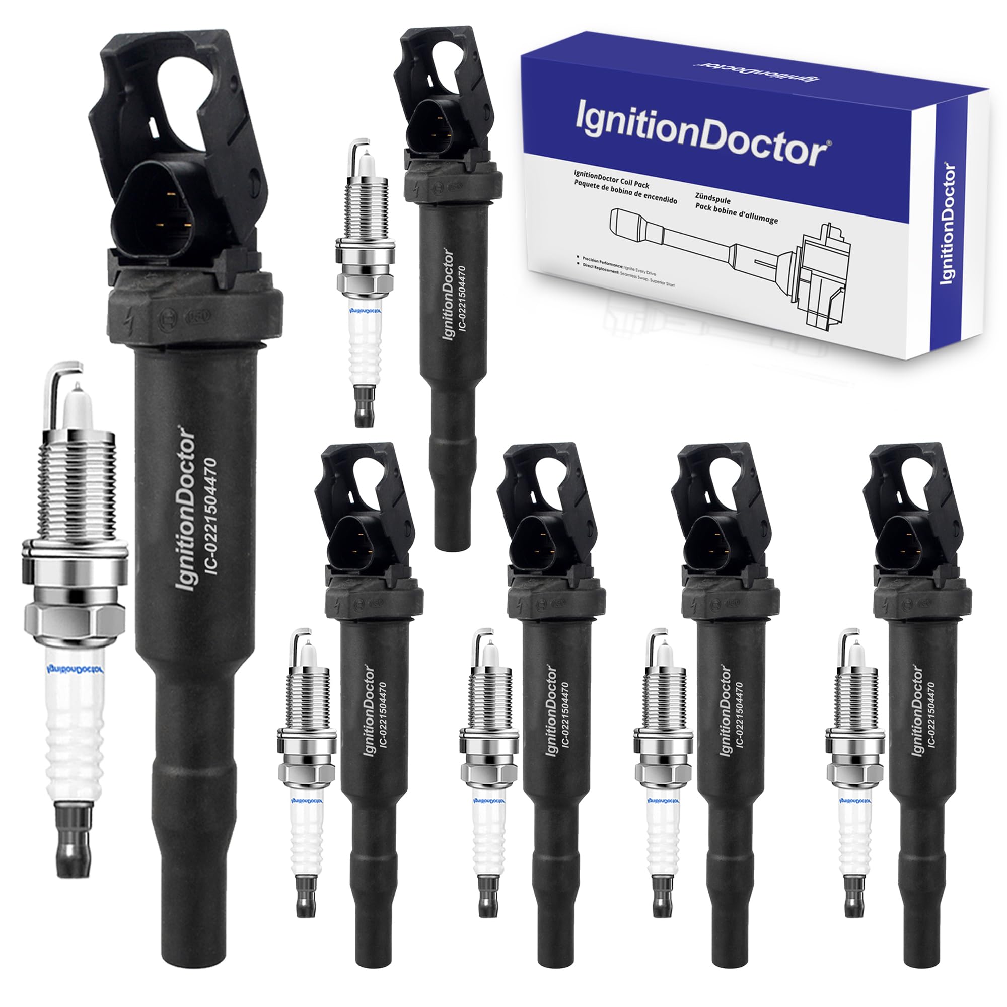 IgnitionDoctor Ignition Coils and Iridium Spark Plugs Pack of 6 Compatible with Select 2006-2013 BMW 128i 328i X3 X5 Z4 & 3.0L Models UF592 0221504470