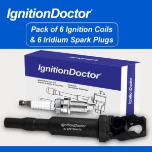 IgnitionDoctor Ignition Coils and Iridium Spark Plugs Pack of 6 Compatible with Select 2006-2013 BMW 128i 328i X3 X5 Z4 & 3.0L Models UF592 0221504470