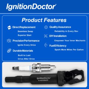 IgnitionDoctor Ignition Coils and Iridium Spark Plugs Pack of 6 Compatible with Select 2006-2013 BMW 128i 328i X3 X5 Z4 & 3.0L Models UF592 0221504470