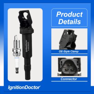 IgnitionDoctor Ignition Coils and Iridium Spark Plugs Pack of 6 Compatible with Select 2006-2013 BMW 128i 328i X3 X5 Z4 & 3.0L Models UF592 0221504470