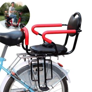 wing back mount child seat for adult bike, rear child carrier bicycle seat, with cushion & backrest foot pedals/armrest and detachable fence, for 2-6 year old child seat, hold up to 50kg hjhy