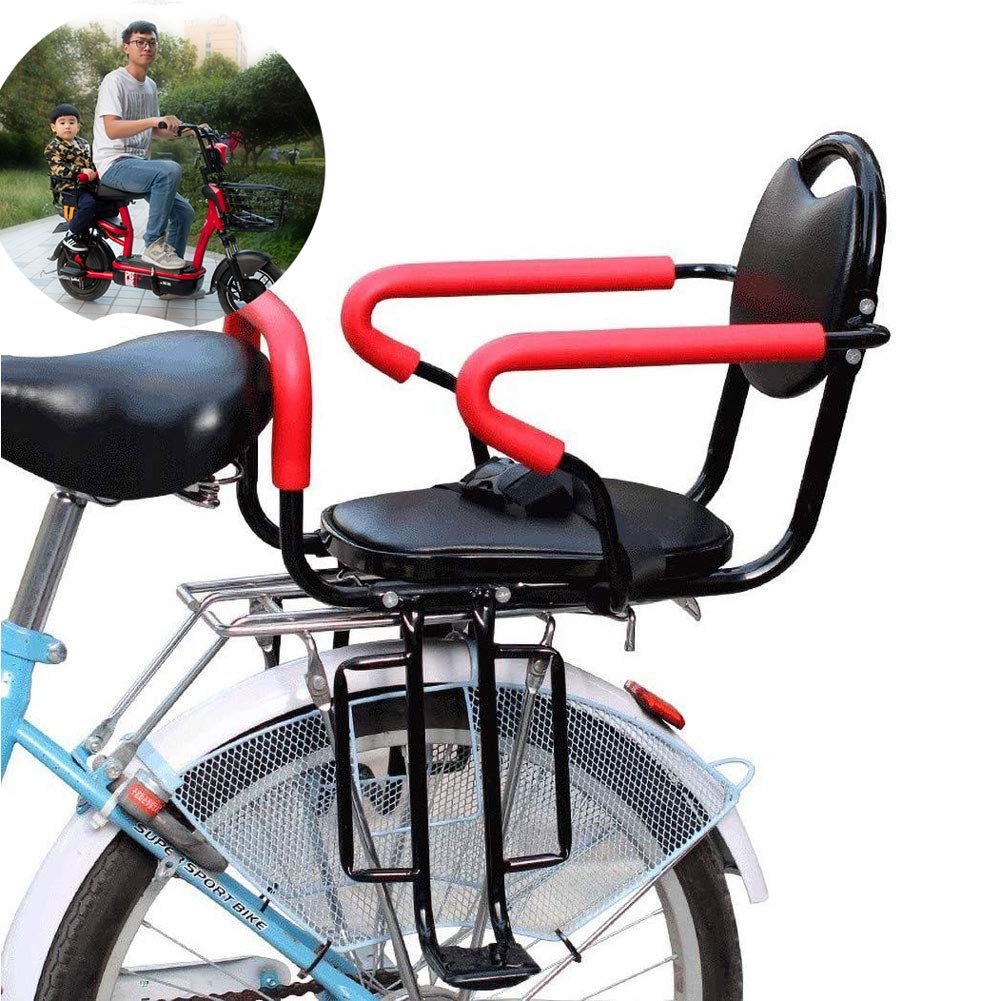 Wing Back Mount Child Seat for Adult Bike, Rear Child Carrier Bicycle Seat, with Cushion & Backrest Foot Pedals/Armrest and Detachable Fence, for 2-6 Year Old Child Seat, Hold Up to 50KG HJHY