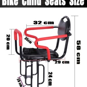 Wing Back Mount Child Seat for Adult Bike, Rear Child Carrier Bicycle Seat, with Cushion & Backrest Foot Pedals/Armrest and Detachable Fence, for 2-6 Year Old Child Seat, Hold Up to 50KG HJHY