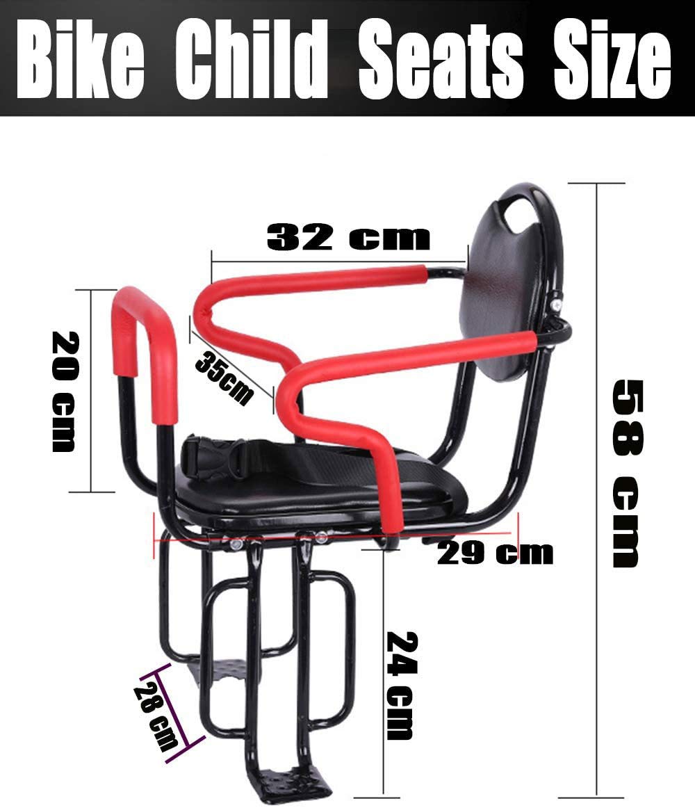 Wing Back Mount Child Seat for Adult Bike, Rear Child Carrier Bicycle Seat, with Cushion & Backrest Foot Pedals/Armrest and Detachable Fence, for 2-6 Year Old Child Seat, Hold Up to 50KG HJHY