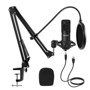 ikedon studio usb condenser microphone, professional 192khz/24bit cardioid recording microphone, plug&play computer microphone kit with scissor arm, streaming mic for podcasting youtube gaming -s663