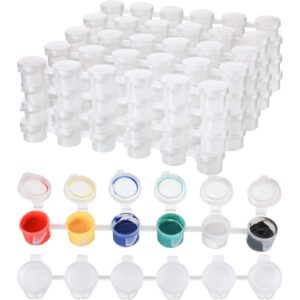 outus 24 strips 144 pots empty paint pots strips mini acrylic paint storage container with lid painting arts crafts supplies for classrooms schools paintings art festivals(3 ml/ 0.1 oz)