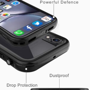 LOVE BEIDI iPhone XR Waterproof case Life Snowproof Dirtproof Shockproof Cover … (Black/Clear)