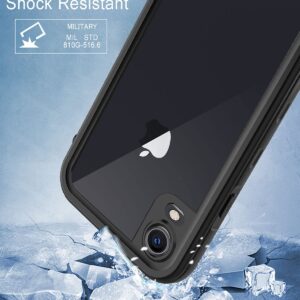 LOVE BEIDI iPhone XR Waterproof case Life Snowproof Dirtproof Shockproof Cover … (Black/Clear)