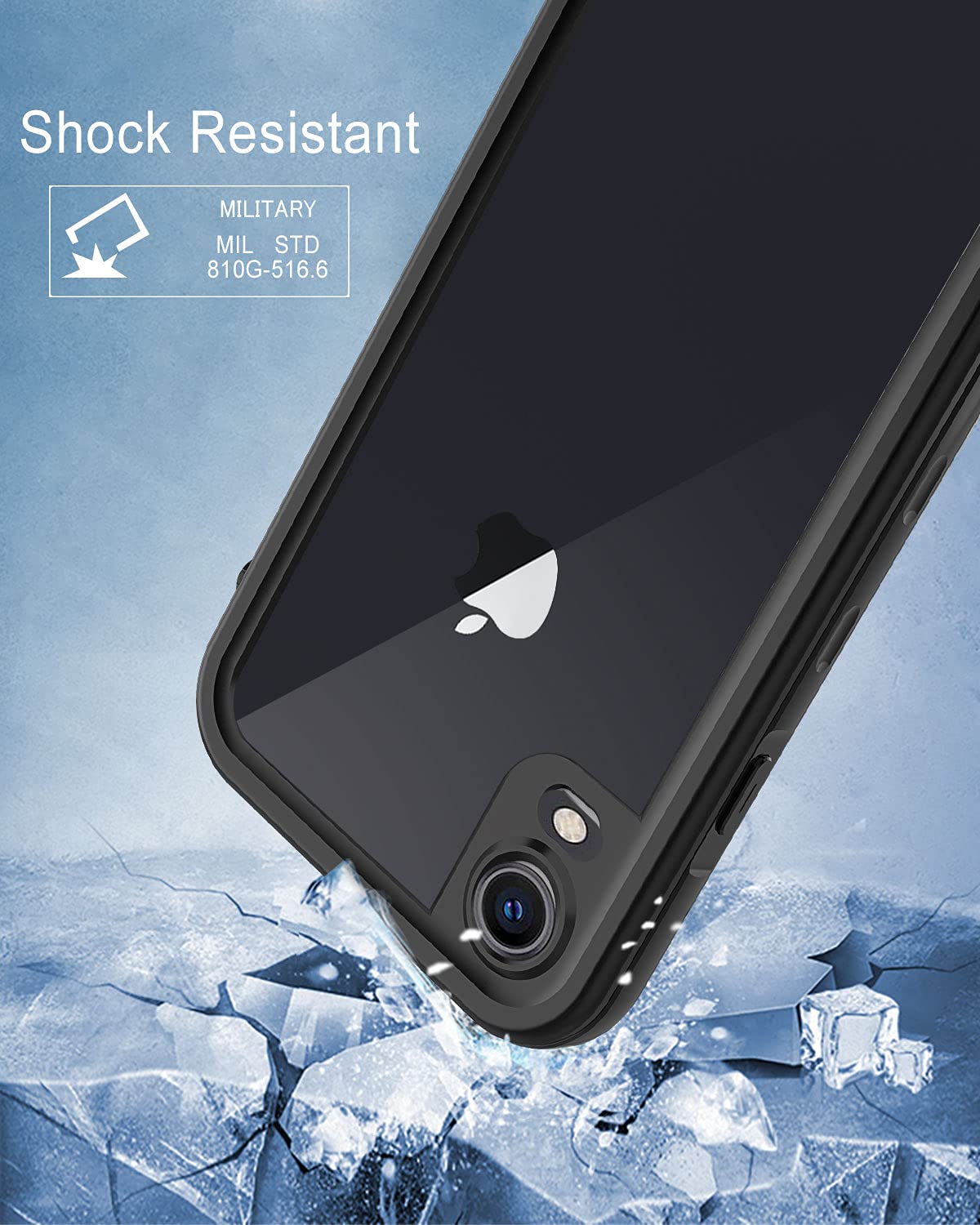 LOVE BEIDI iPhone XR Waterproof case Life Snowproof Dirtproof Shockproof Cover … (Black/Clear)