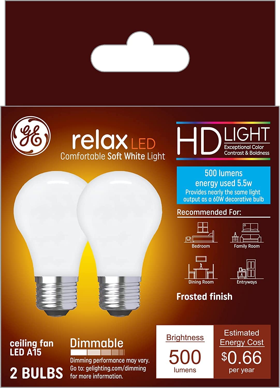 GE Lighting 36982 LED Ceiling Fan Light Bulbs