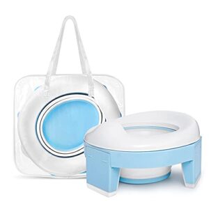 3-in-1 go portable toddler potty seat for travel, folding potty training toilet chair with travel bag, lightweight potty trainer for travel home car camping use for kids baby