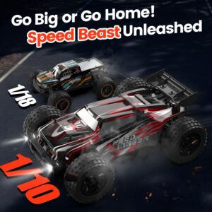 DEERC 9206E DIY Extra Shell 1:10 Scale Large RC Cars,48+ KM/H Hobby Grade High Speed Remote Control Car for Adults Boys,All Terrain 4WD 2.4GHz Off Road Monster RC Truck with 2 Battery for 40+ Min Play