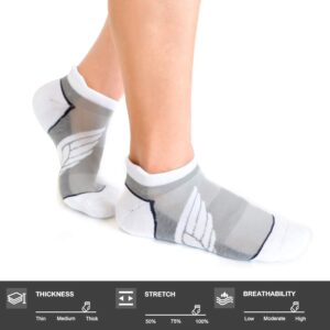 Busy Socks Sport Cycling Socks for Women Men, No Blister Hidden Long Distance Marathon Fitness Tennis Golf Gym Socks Women 3 Pairs (Light Grey, Large)