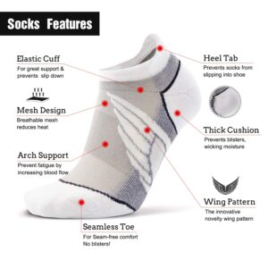 Busy Socks Sport Cycling Socks for Women Men, No Blister Hidden Long Distance Marathon Fitness Tennis Golf Gym Socks Women 3 Pairs (Light Grey, Large)