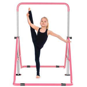 zenova gymnastics bar junior gymnastics equipment horizontal bar height adjustable, foldable gym bar monkey bar for kids
