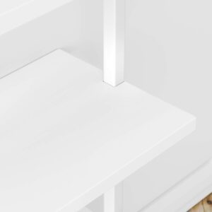 Nathan James 65506 Theo 5-Shelf White Modern Bookcase, Open Wall Mount Ladder Bookshelf with Industrial White Metal Frame, White