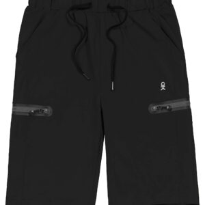 Little Donkey Andy Men’s Ultra-Stretch Quick Dry Lightweight Bermuda Shorts Drawstring Zipper Pocket Hiking Travel Golf Black XL