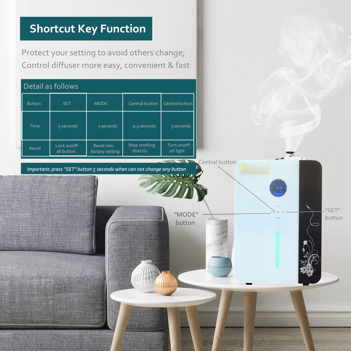 Kevinleo Smart Scent Machine WiFi for 7,500 sq.ft Area | 800ML HVAC Scent Diffuser Waterless for Home SPA Hotel Long Lasting/Strong Smell | Cold-Air Essential Oil Diffuser for Large Room Commercial