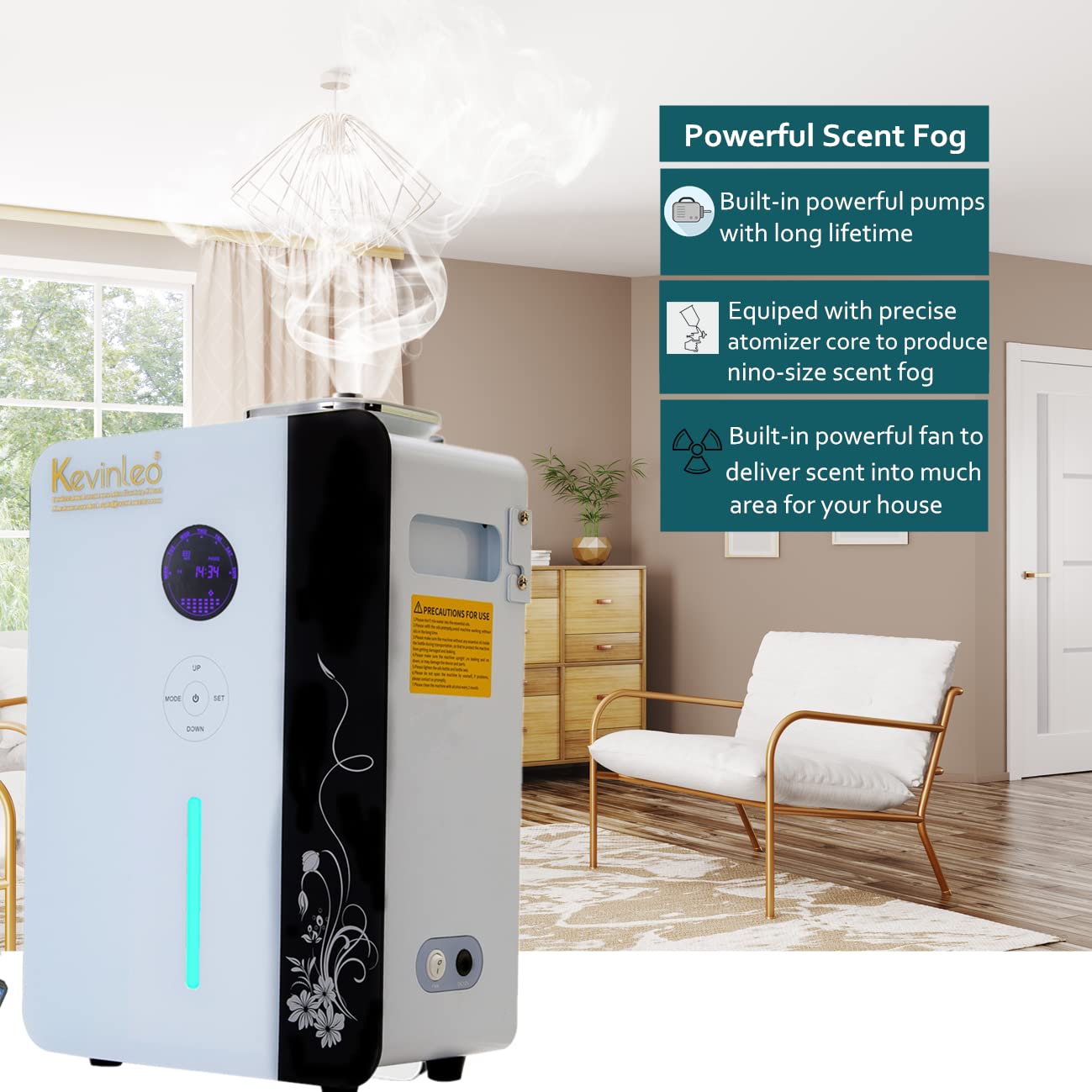 Kevinleo Smart Scent Machine WiFi for 7,500 sq.ft Area | 800ML HVAC Scent Diffuser Waterless for Home SPA Hotel Long Lasting/Strong Smell | Cold-Air Essential Oil Diffuser for Large Room Commercial