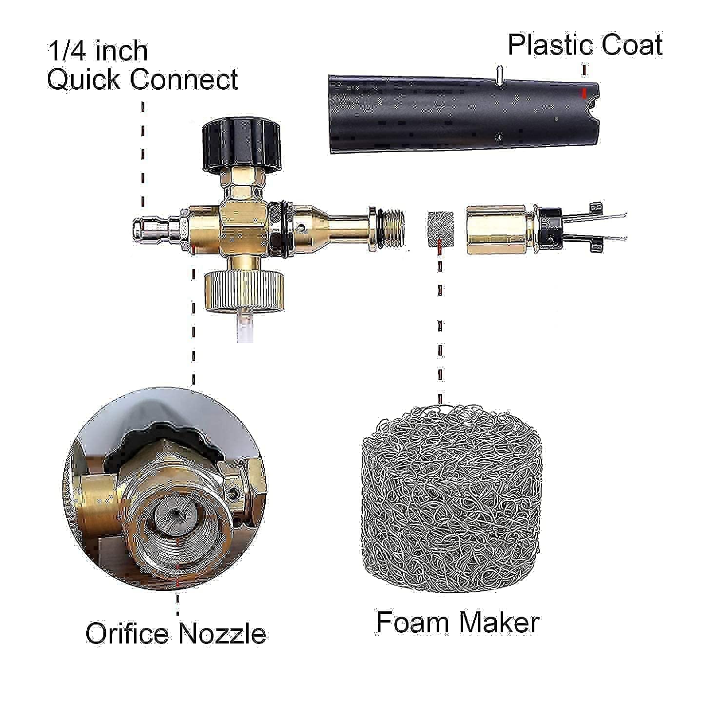 Tool Daily Foam Cannon with 1/4 Inch Quick Connector, 1.1 mm Orifice for Foam Cannon and Foam Maker