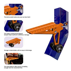 COWVIE Foldable Car Door Step Stand Pedal - Access to Vehicle's Top Roof Both Feet Stand Pedal Ladder for Most SUV Truck Jeep Orange