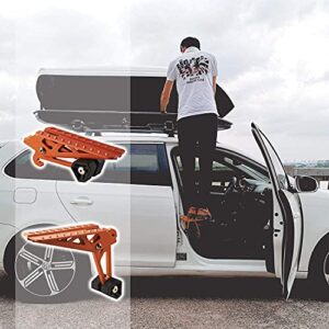 COWVIE Foldable Car Door Step Stand Pedal - Access to Vehicle's Top Roof Both Feet Stand Pedal Ladder for Most SUV Truck Jeep Orange