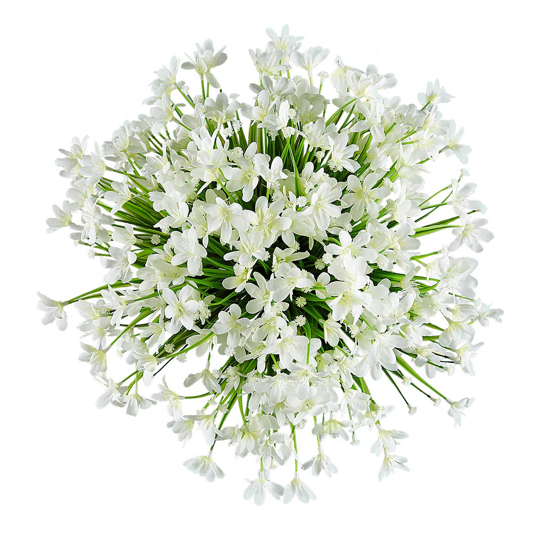 HAPLIA 8 Bundles Artificial Daffodils Flowers, Fake Artificial Greenery UV Resistant No Fade Faux Plastic Plants for Wedding Bridle Bouquet Indoor Outdoor Home Garden Kitchen Office Table Vase (White)