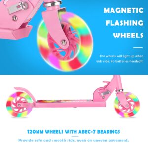 TENBOOM Scooter Toys for Kids Ages 6-12/3-5, Light Up Wheels Christmas Birthday Gifts for Girls Boys, Easy Folding Kids Scooter with 3 Levels Adjustable Handlebar