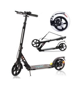 tenboom adult scooter for teens and adults, lightweight, disc brakes, 8" wheels, adjustable height, foldable design, suitable for riders 3.9-6 feet, easy to carry and operate