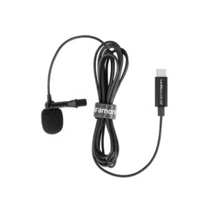 saramonic compact clip-on omnidirectional lavalier microphone designed for dji osmo pocket & dji pocket 2 with 6.6' (2m) cable & usb-c connector (lavmicro u3-op), black, lavmicrou3-op