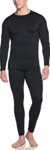 athlio men's thermal underwear set, winter hunting gear comfort fit long johns, base layer top & bottom for cold weather, comfort fit set black, large
