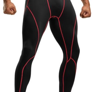 ATHLIO Men's Thermal Compression Pants, Athletic Running Tights & Sports Leggings, Wintergear Base Layer Bottoms, 3pack Thermal Pants Black/Black & Red/Charcoal, X-Large