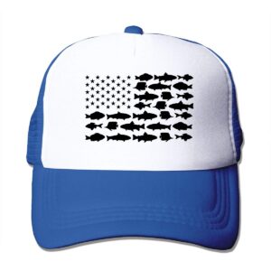 waldeal boys' printing fishing flag trucker hat kids adjustable snapback cap blue