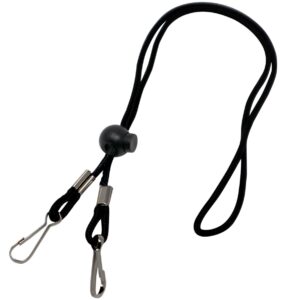 2 pack - adjustable length face mask lanyard - handy & convenient safety mask holder & hanger - comfortable around the neck facemask rest & ear saver - easy on & off by specialist id (black)