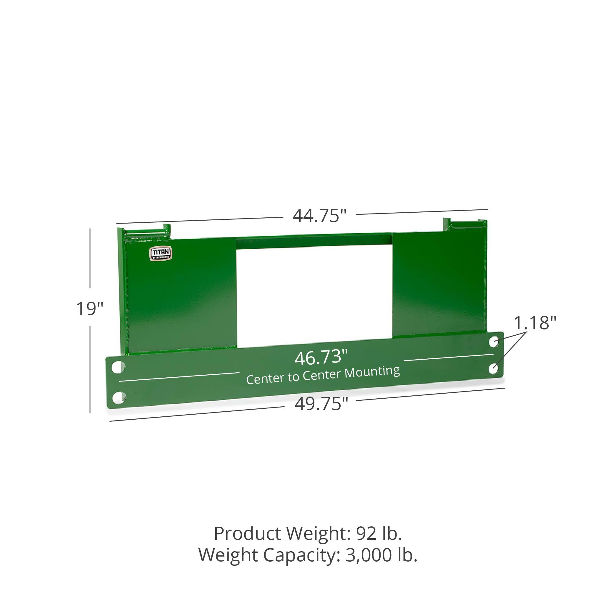 Titan Attachments Skid Steer Quick Tach Adapter Converts to John Deere Hook and Pin Style Connection, Green Finish, 3000 LB Capacity, No Welding