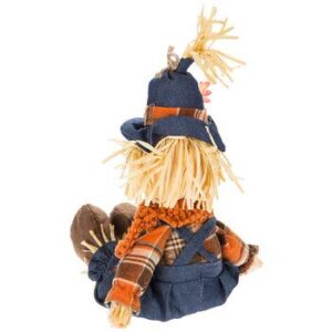 Scarecrow Sitter with Overalls Autumn Table Home Decoration