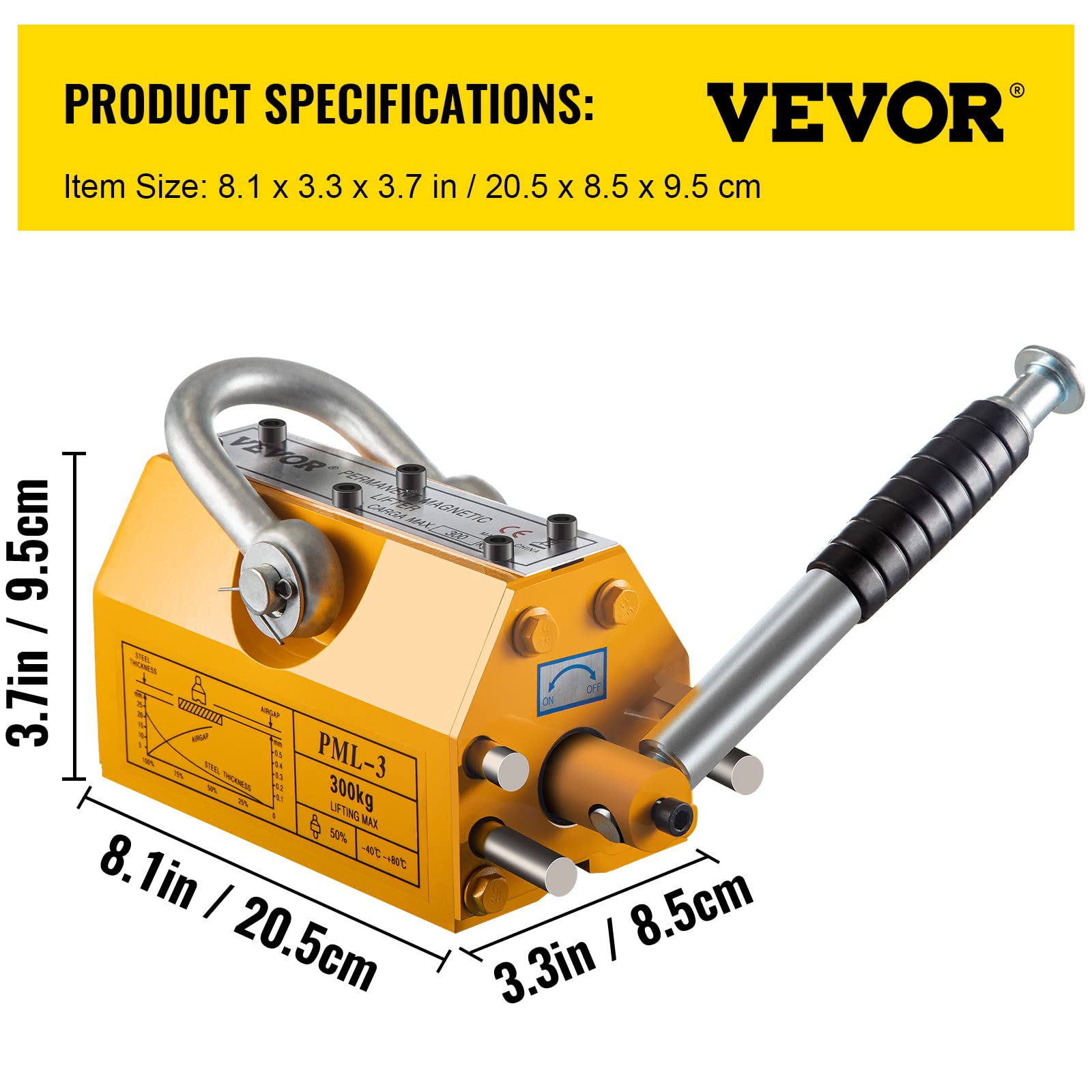 Mophorn Lifting Magnet with Release,660 Lbs Pulling Force - Steel Magnetic Lifter,Neodymium - Permanent Lift Magnets,Heavy Duty - for Hoist, Shop Crane, Block, Board