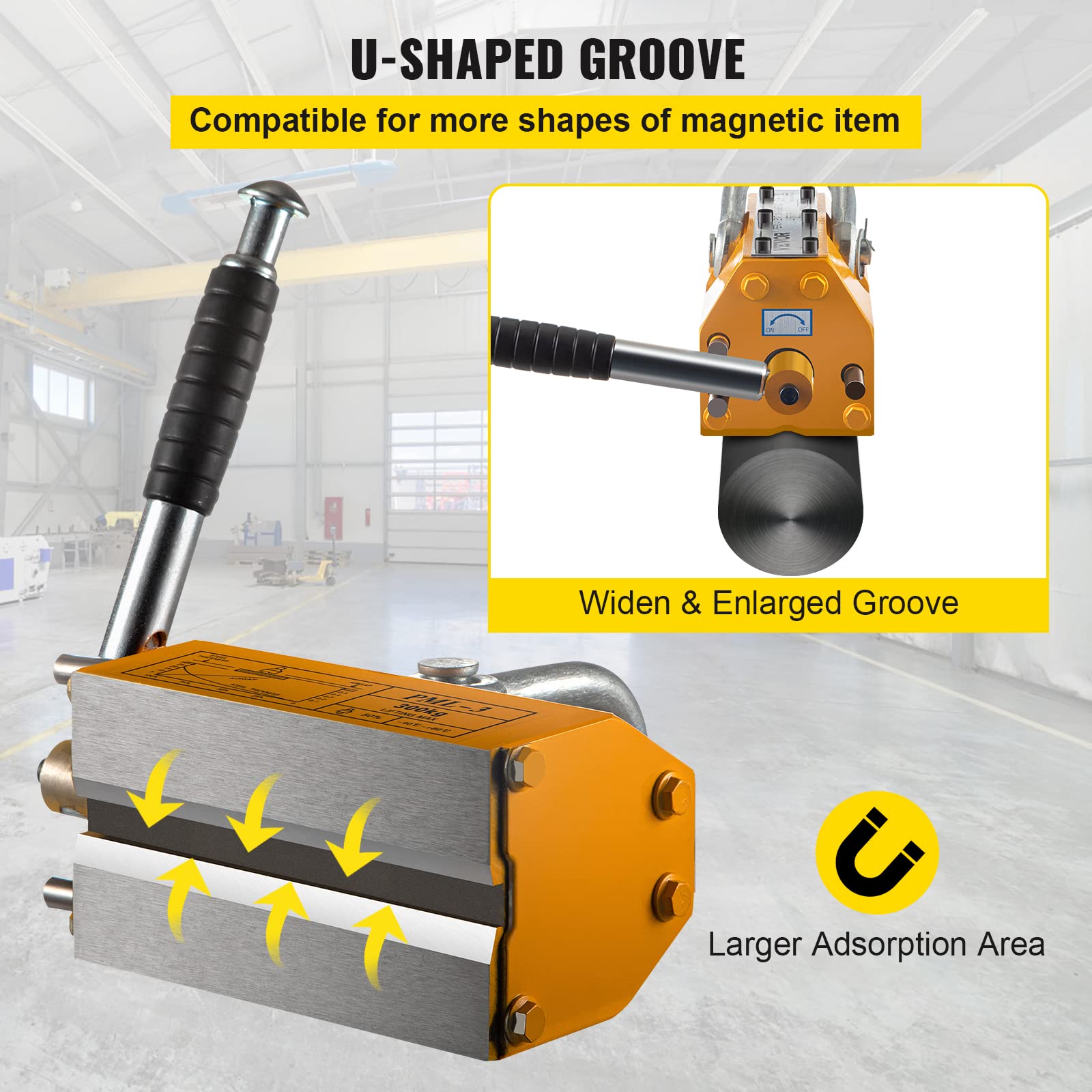 Mophorn Lifting Magnet with Release,660 Lbs Pulling Force - Steel Magnetic Lifter,Neodymium - Permanent Lift Magnets,Heavy Duty - for Hoist, Shop Crane, Block, Board