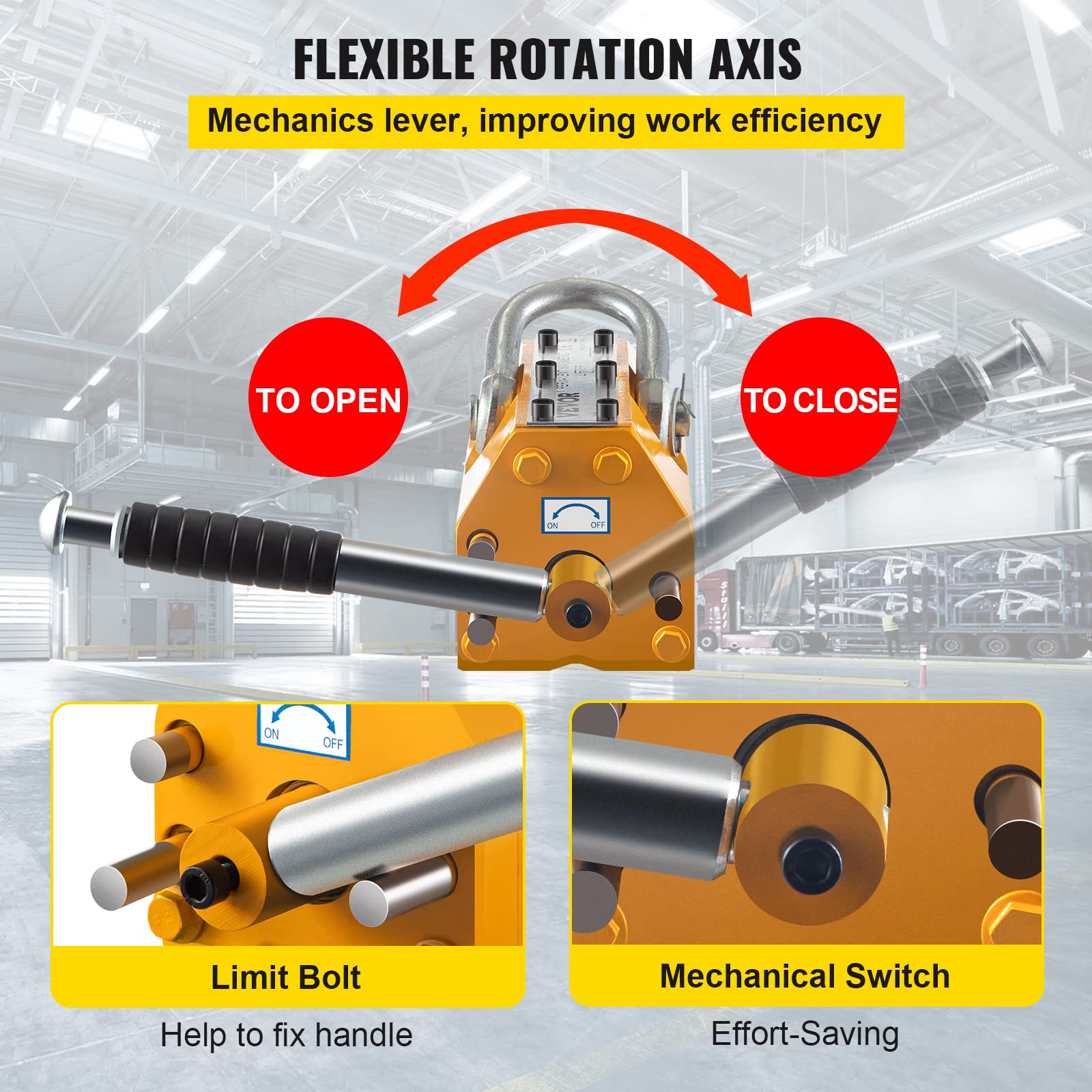 Mophorn Lifting Magnet with Release,660 Lbs Pulling Force - Steel Magnetic Lifter,Neodymium - Permanent Lift Magnets,Heavy Duty - for Hoist, Shop Crane, Block, Board