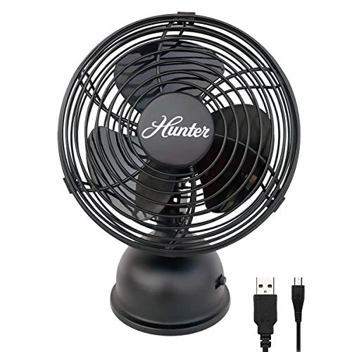 HUNTER Personal Retro USB Fan, 5" inch, Matte Black