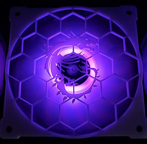 120mm Computer Case Fan Cover with Unique Hexagon MSI Dragon Design - Great for RGB aRGB LED Lighting - White